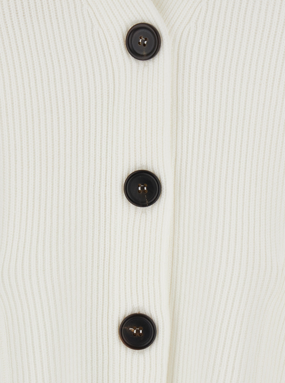 Brunello Cucinelli Women White Cardigan With V-Neck And Ribbed Knit In Cotton For Women BRUNELLO CUCINELLI