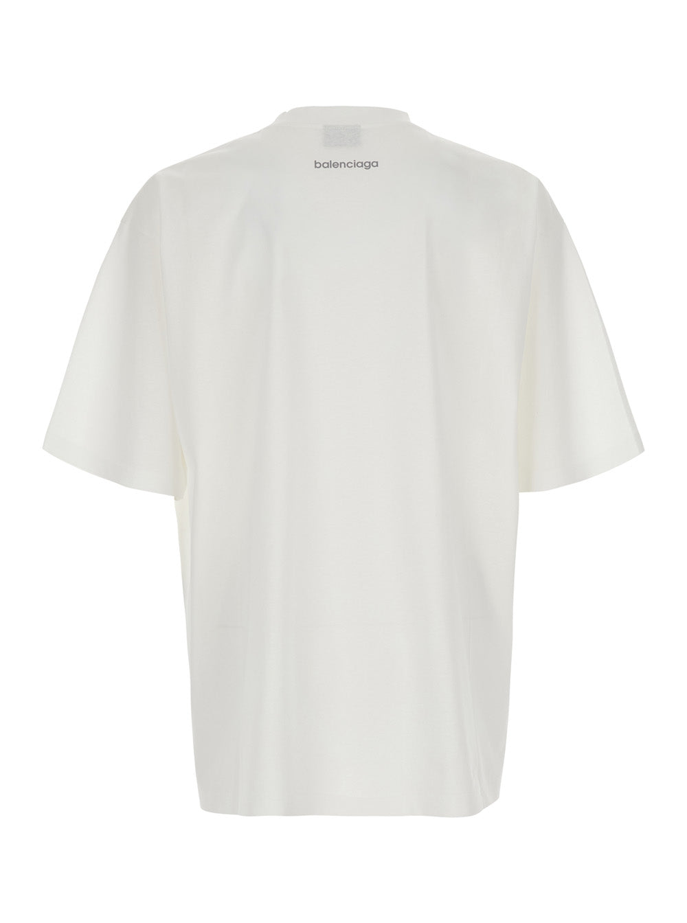 Balenciaga Men White Crew Neck T-Shirt With Logo Lettering On Front And Back In Cotton For Men