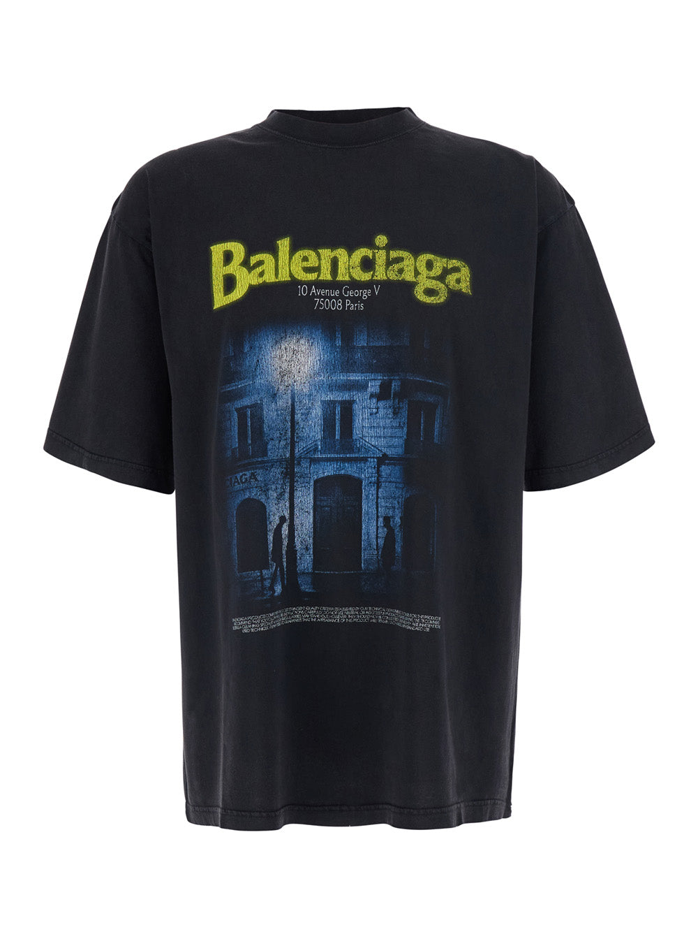 Balenciaga Men Black Crew Neck T-Shirt With Maxi Logo Print On The Front In Cotton For Men