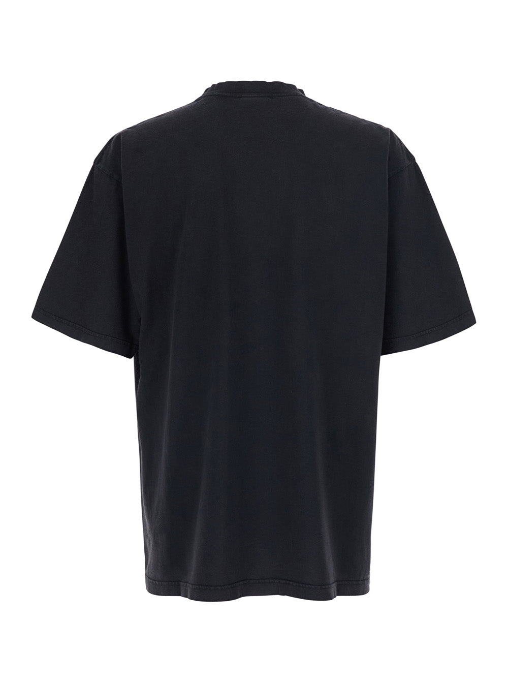 Balenciaga Men Black Crew Neck T-Shirt With Maxi Logo Print On The Front In Cotton For Men