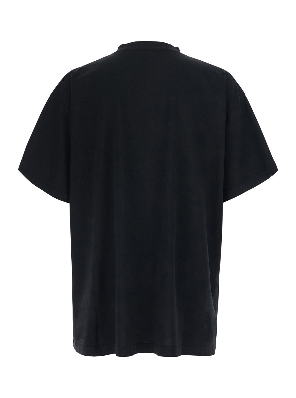 Balenciaga Men Black Crew Neck T-Shirt With Maxi Logo Print On The Front In Cotton For Men