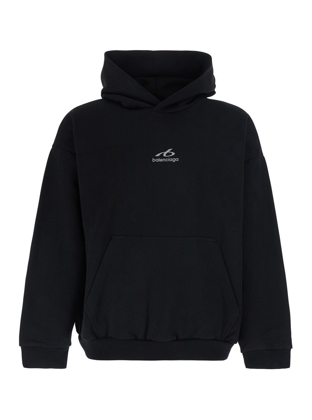 Balenciaga Men Black Hoodie With Fixed Hood And Logo Lettering On The Front In Cotton For Men