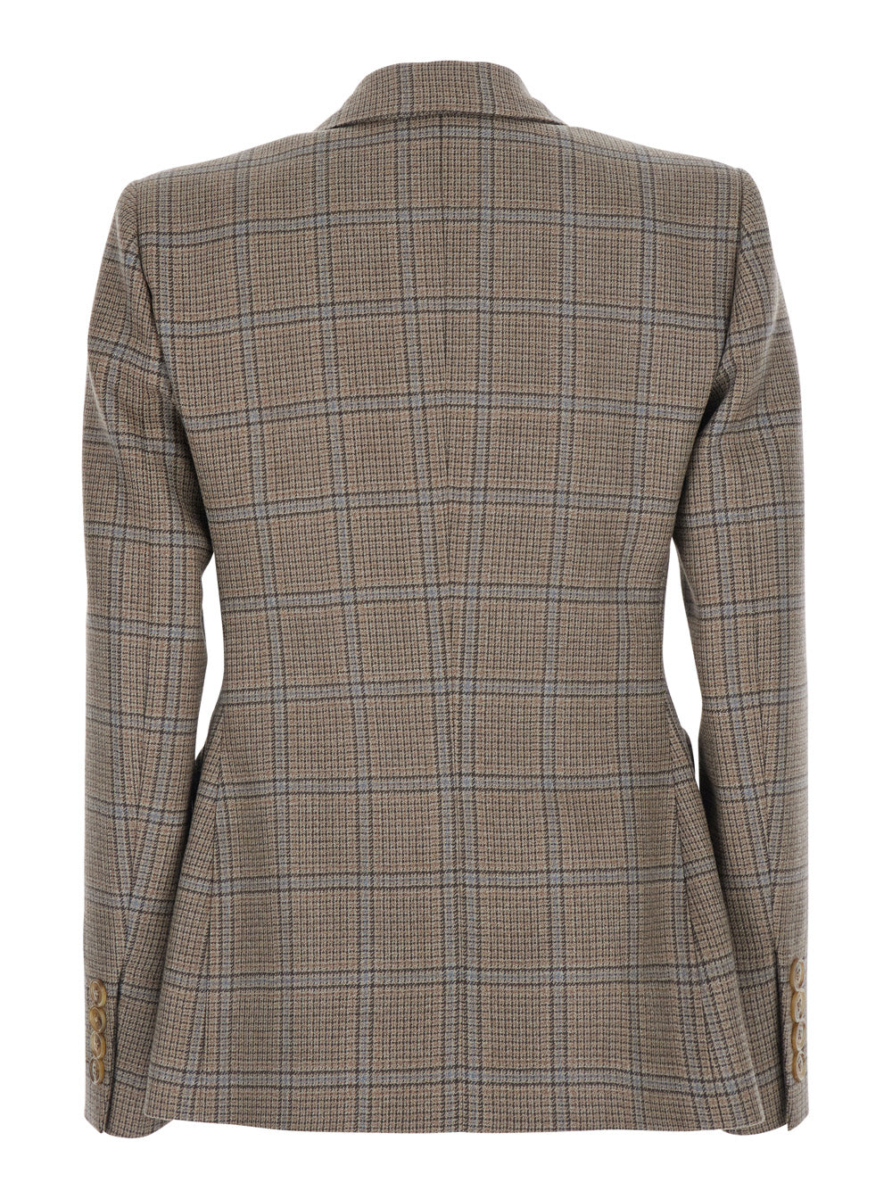 Blaze Milano Women 'Saona'beige Double-Breasted Jacket With Peak Revers And Check Motif In Wool For Women BLAZE MILANO