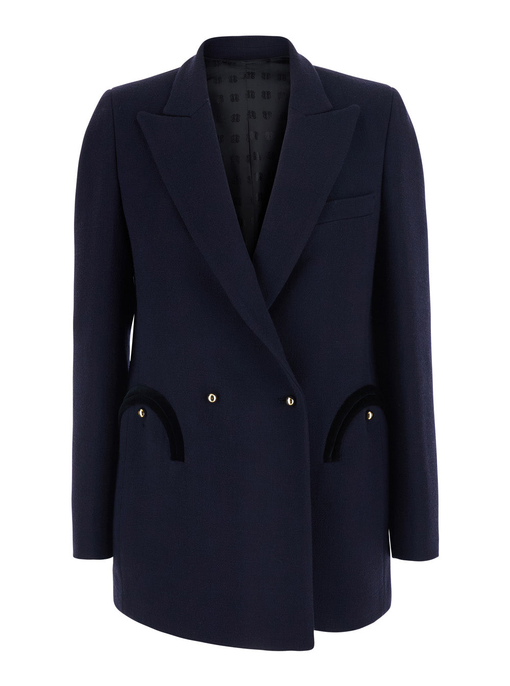 Blaze Milano Women 'Resolute' Blue Double-Breasted Jacket With Peak Revers In Cotton For Women BLAZE MILANO