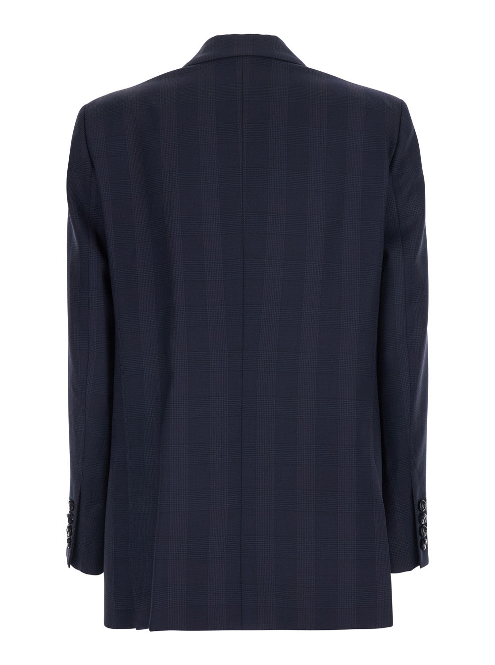 Blaze Milano Women 'Aramis' Blue Double-Breasted Jacket With Peak Revers And Check Motif All-Over In Wool For Women BLAZE MILANO