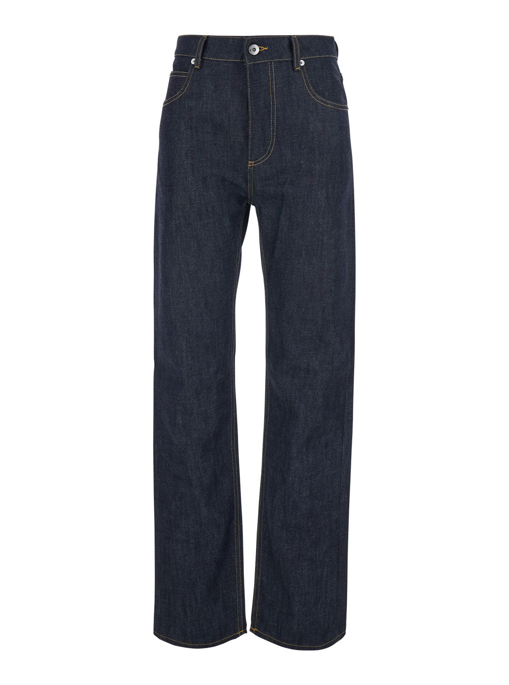 Bottega Veneta Women Blue Jeans With Contrasting Stitching And Logo Patch On The Back In Denim For Women