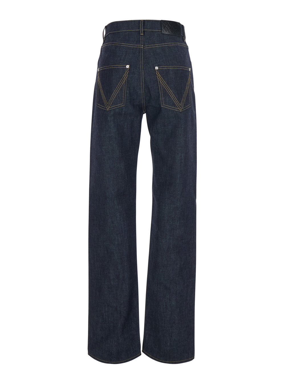 Bottega Veneta Women Blue Jeans With Contrasting Stitching And Logo Patch On The Back In Denim For Women