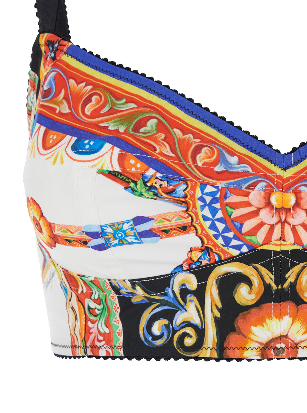 Dolce & Gabbana Women Multicolor Sleeveless Top With Carretto Print And V-Neck In Cotton Blend Woman DOLCE & GABBANA