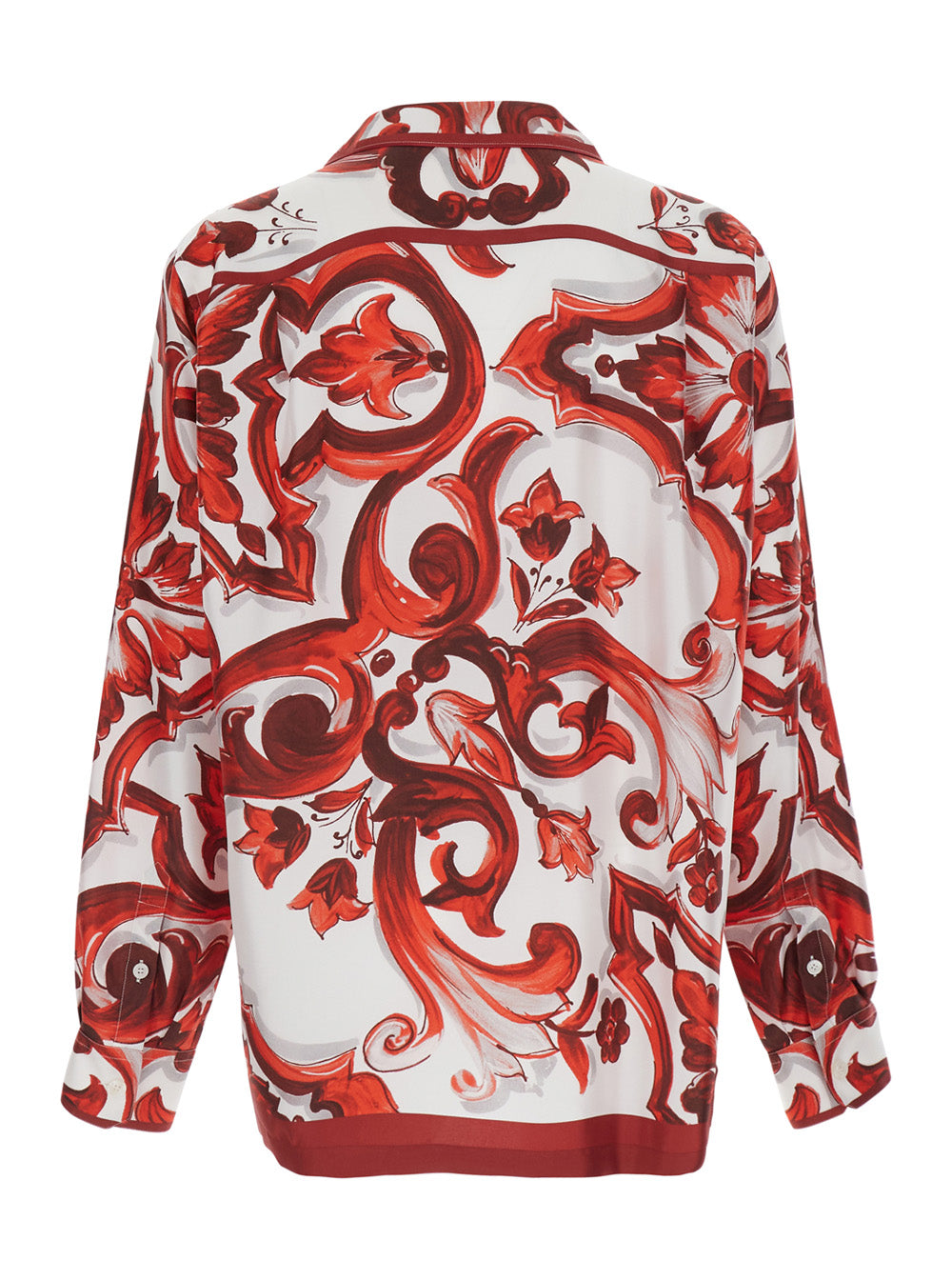 Dolce & Gabbana Men Multicolor Shirt With Hawaii Collar And All-Over Maiolica Print In Silk For Men DOLCE & GABBANA