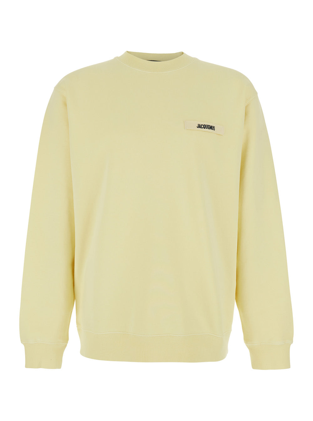 Jacquemus Men 'Le Sweatshirt Gros Grain' Yellow Crewneck Sweatshirt With Logo Patch On The Front In Cotton For Men JACQUEMUS