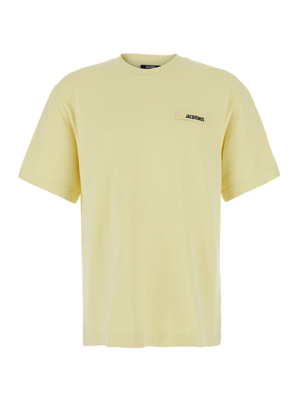Jacquemus Men 'Le T-Shirt Gros Grain'  Yellow Crew Neck T-Shirt With Logo Patch On The Front In Cotton For Men