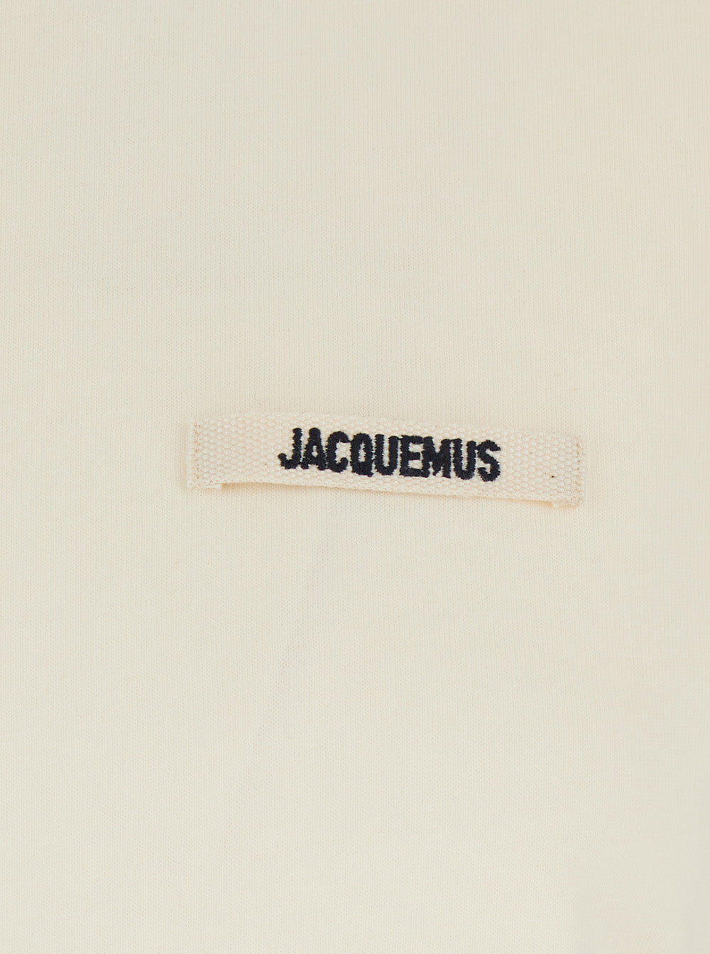 Jacquemus Women 'Le T-Shirt Gros Grain' Beige Crewneck T-Shirt With Logo Patch On The Front In Cotton For Men JACQUEMUS
