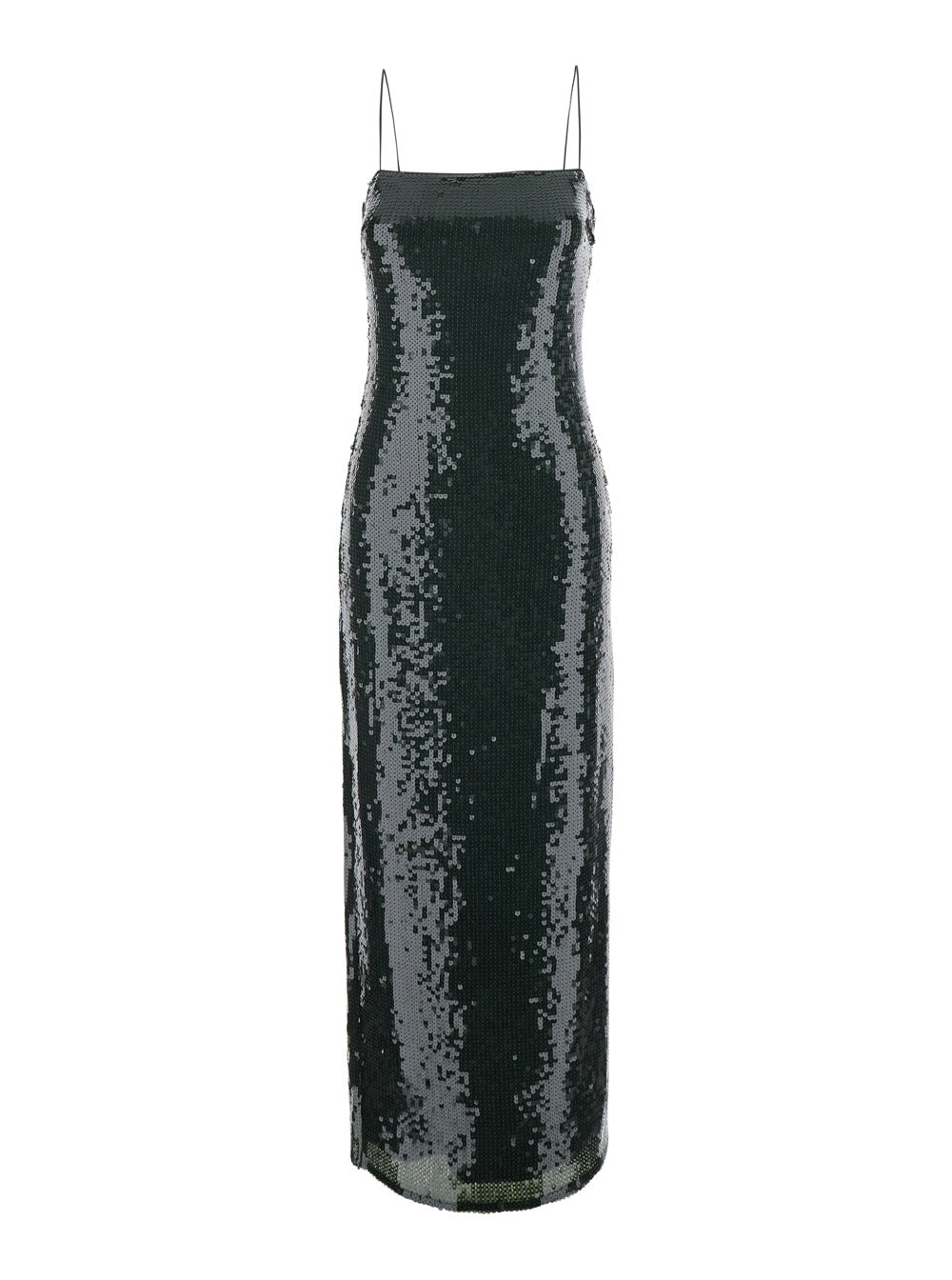 Rotate Women Green Long Dress With Spaghetti Straps And All-Over Sequins In Tech Fabric For Women ROTATE