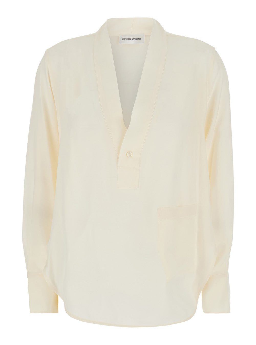 Victoria Beckham Women White Blouse With V-Neck And Long Sleeves In Silk For Women VICTORIA BECKHAM