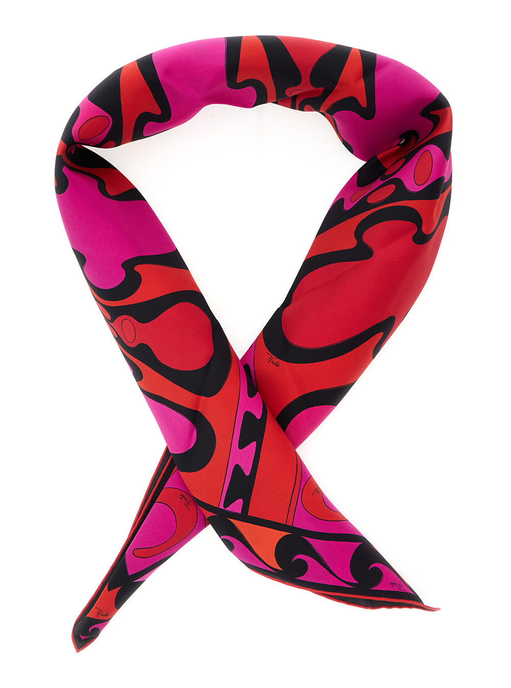 Pucci Women Fuchsia Square Scarf With All-Over Geometric Print In Silk For Women PUCCI