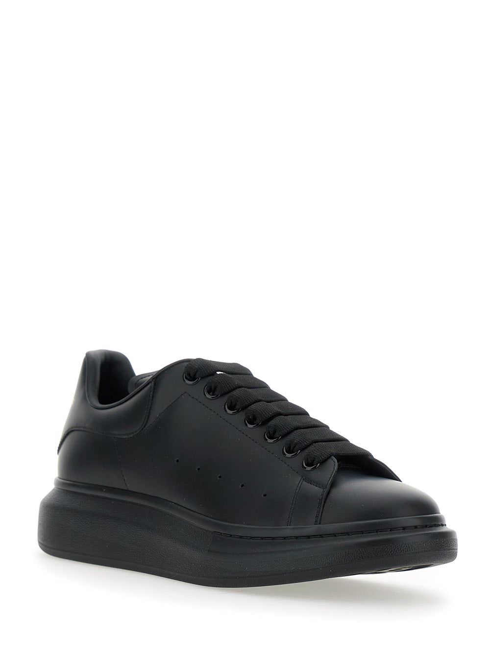 Alexander Mcqueen Men Oversize Sneakers With Logo Lettering On The Heel In Black Leather For Men