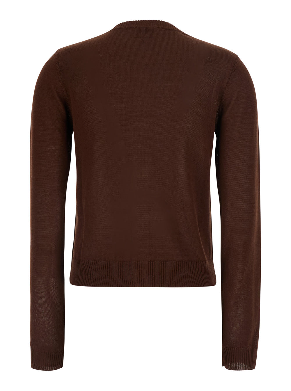 Ganni Women Brown Crew Neck Cardigan With An Argyle Motif On The Front In Cotton For Women