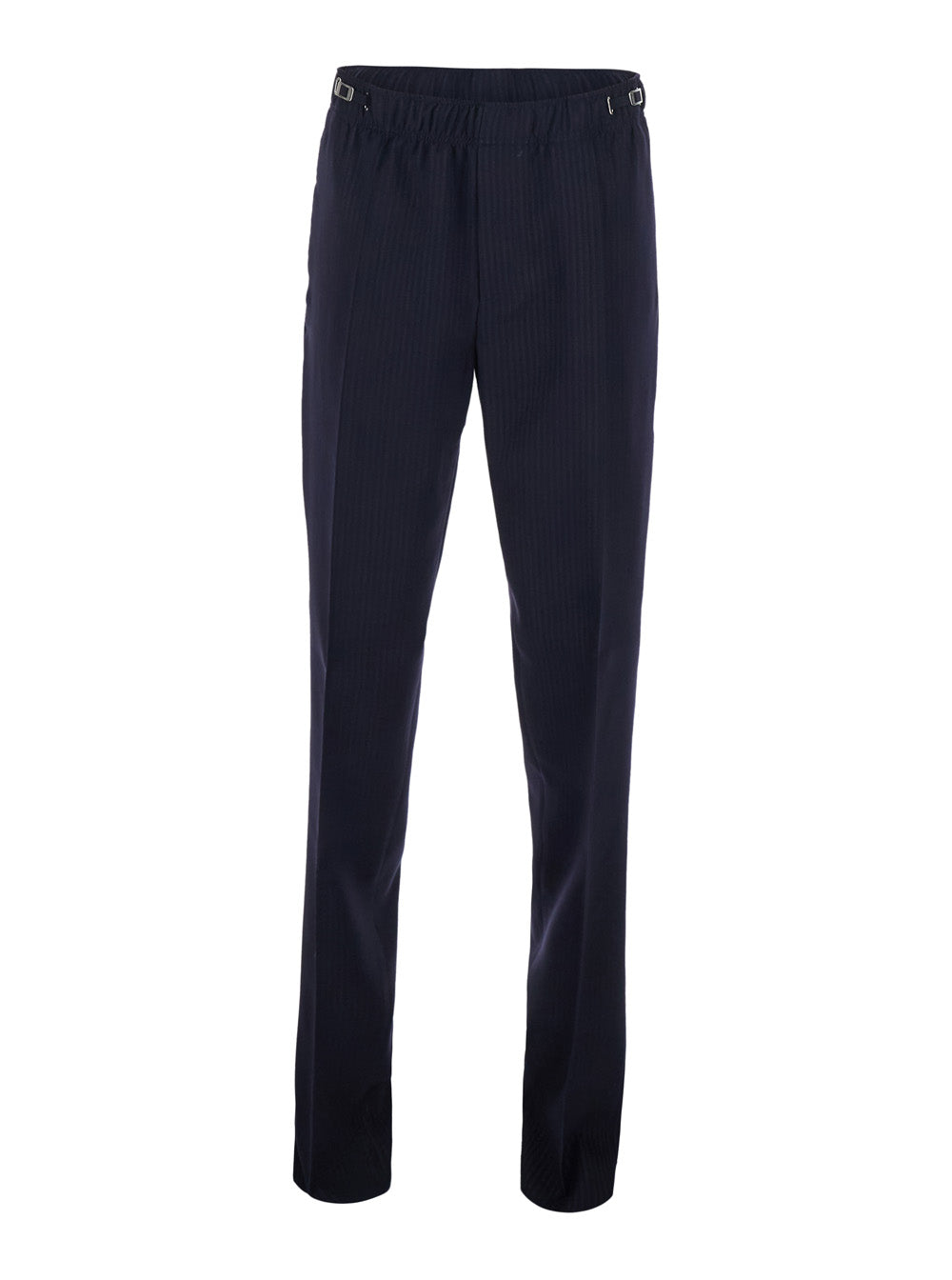 Givenchy Men Blue Pants With Elasticated Waist With Adjustable Buckles And All-Over Stripe Motif In Tech Fabric For Men GIVENCHY