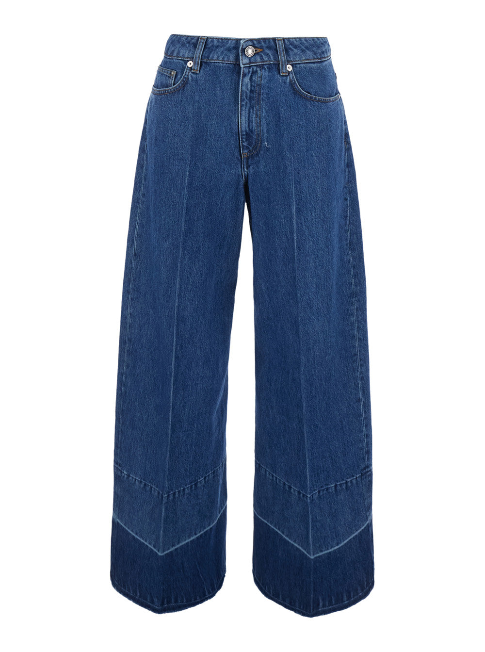 Givenchy Women Blue Wide-Leg Jeans With Raw Hem In Denim For Women GIVENCHY