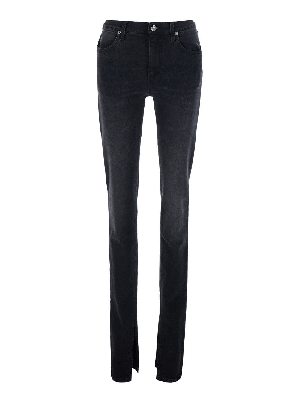 Gucci Women Black Mid-Rise Jeans With Split Hems In  Denim For Women GUCCI