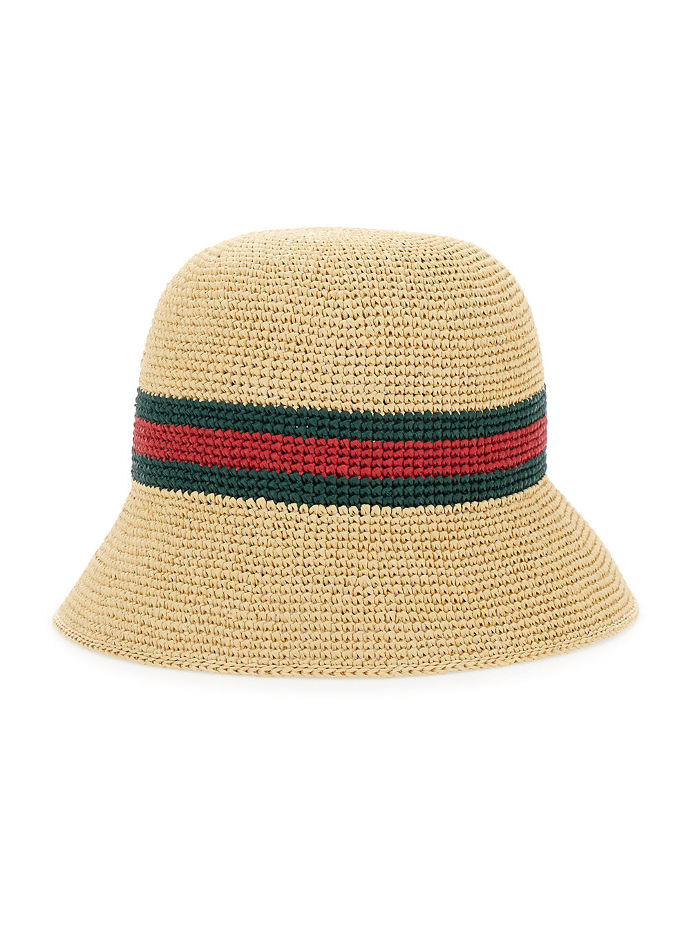 Gucci Women Beige Bucket Hat With Web Detail In Straw For Women