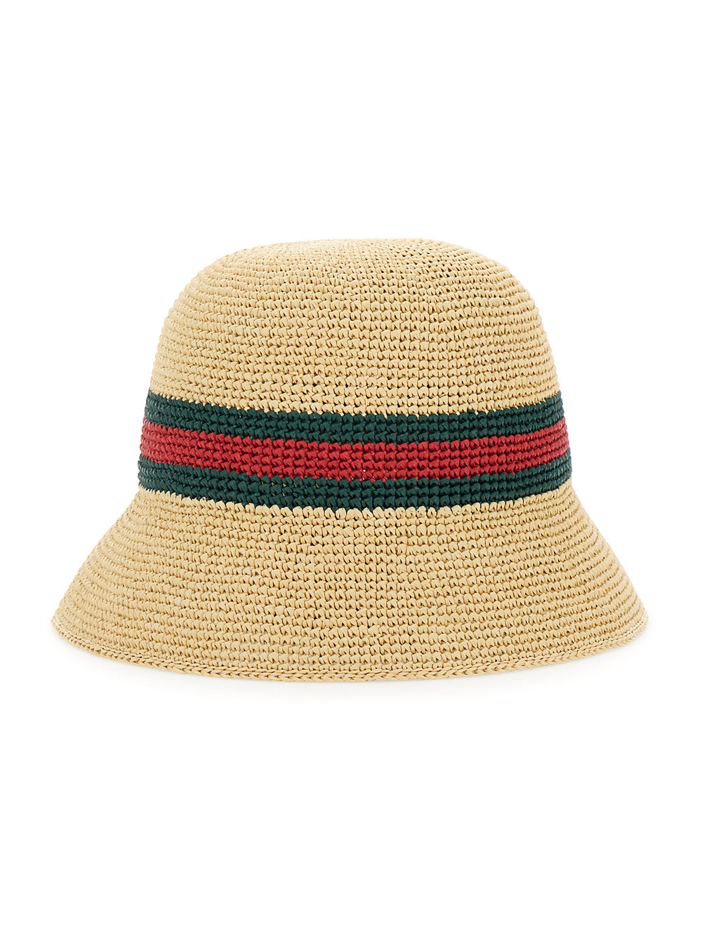Gucci Women Beige Bucket Hat With Web Detail In Straw For Women