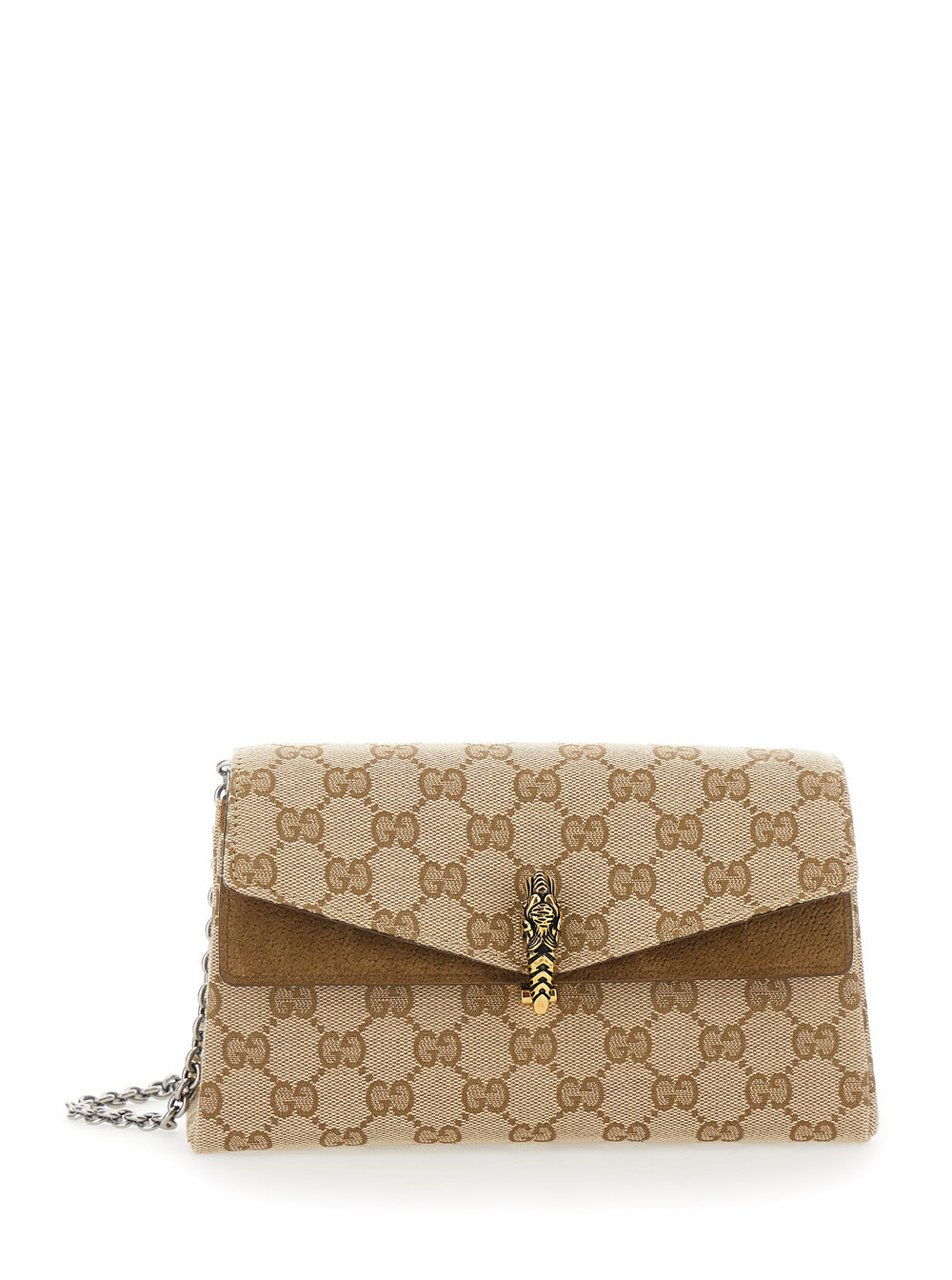 Gucci Women 'Dyonisus' Beige Small Shoulder Bag With Removable Chain Strap And Plate On Front In Gg Canvas For Women
