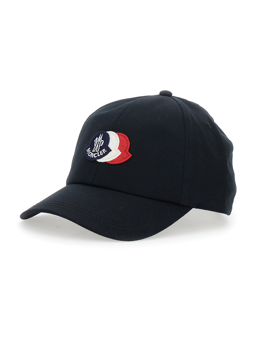 Moncler Men Blue Baseball Cap With Logo Patch On The Front And Back In Cotton For Men
