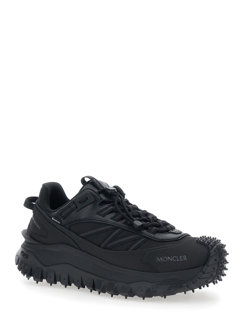 Moncler Men 'Trailgrip Gtx' Black  Low Top Sneakers With Logo Lettering On The Side In Leather And Tech Fabric For Men