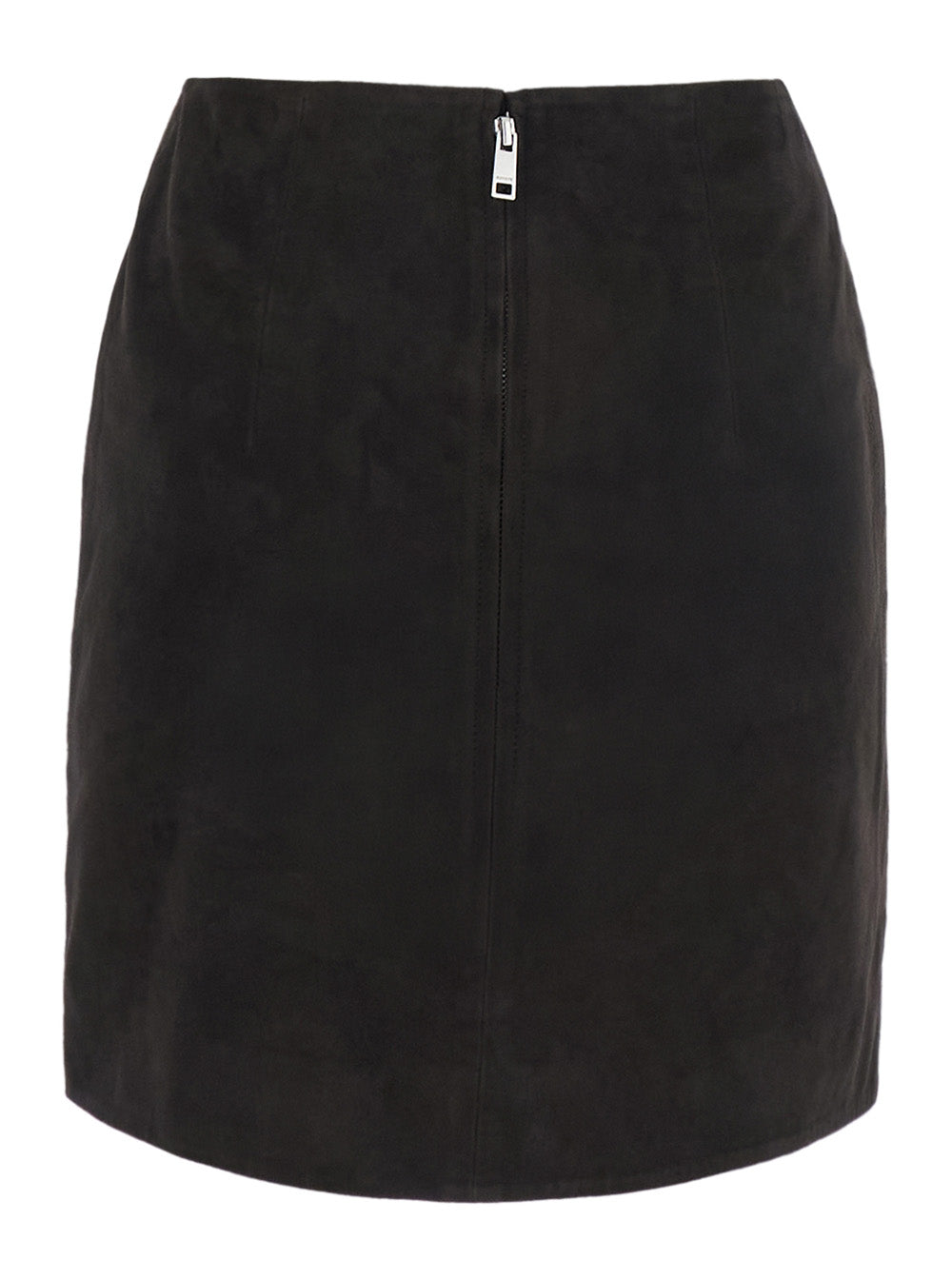 Rotate Women Black Miniskirt With Zip Closure On The Back In Suede For Women