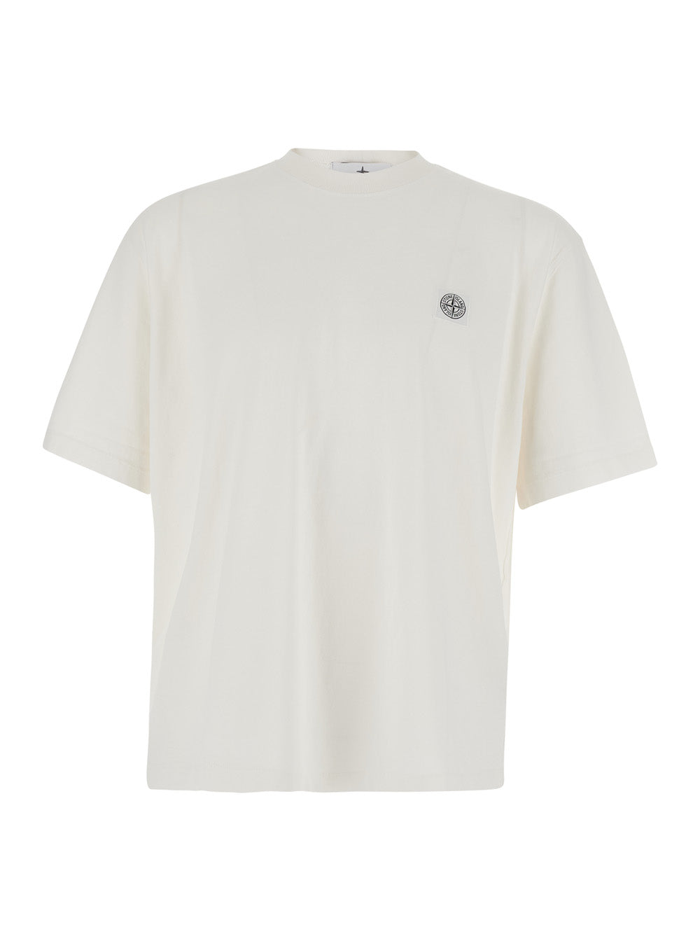 Stone Island Men Crew Neck Heavyweight T-Shirt With Crew Neck And Short Sleeves In White Cotton For Men