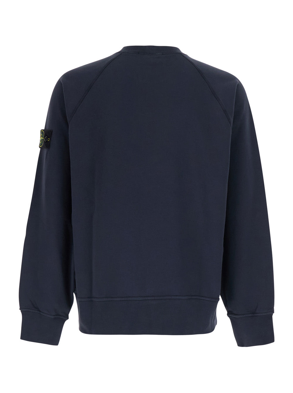 Stone Island Men Blue Crewneck Sweatshirt With Logo Patch On The Sleeve In Cotton For Men
