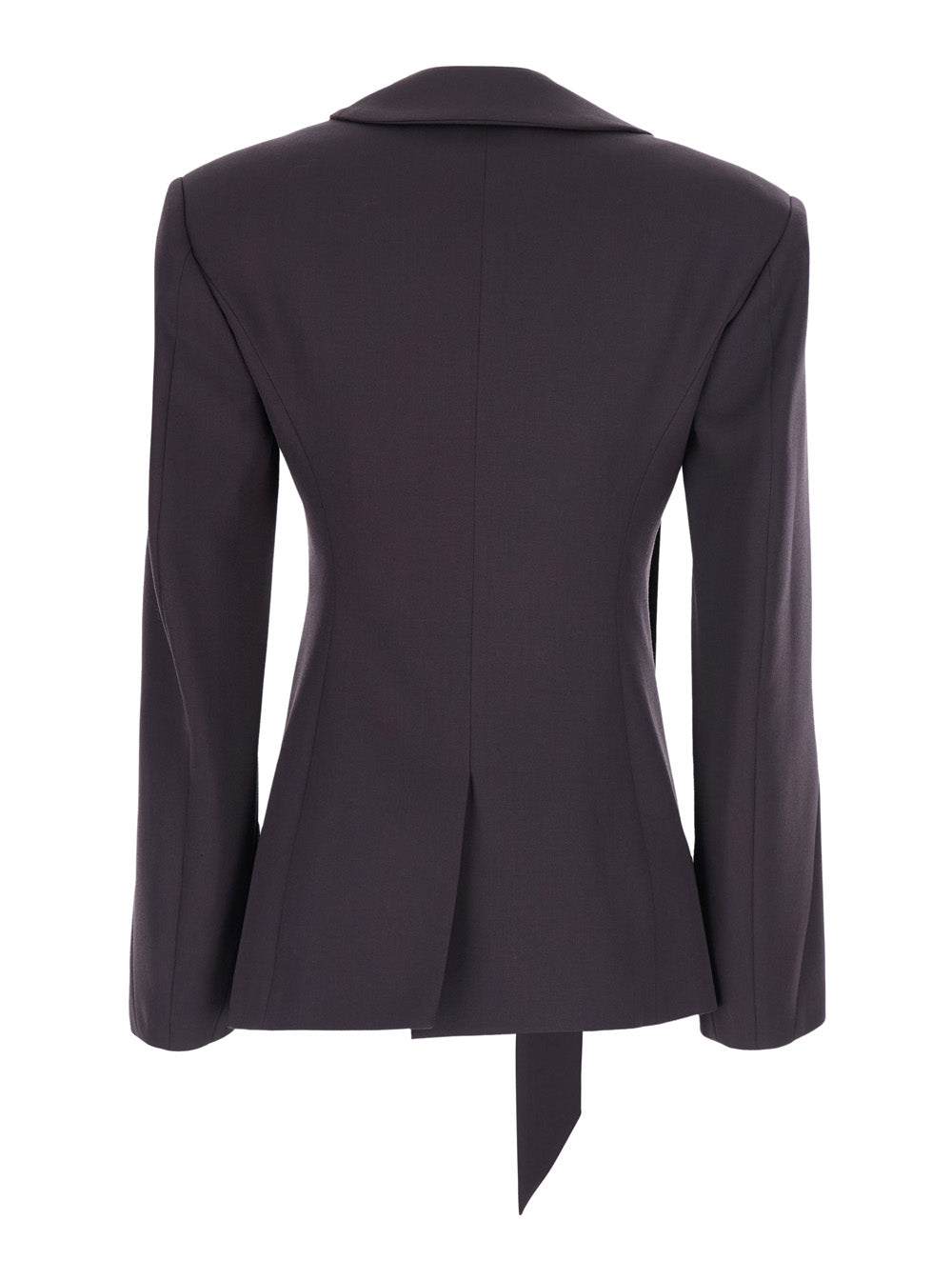 The Attico Women Brown Single-Breasted Jacket With Shawl Lapels And Ribbon On The Front In Wool For Women