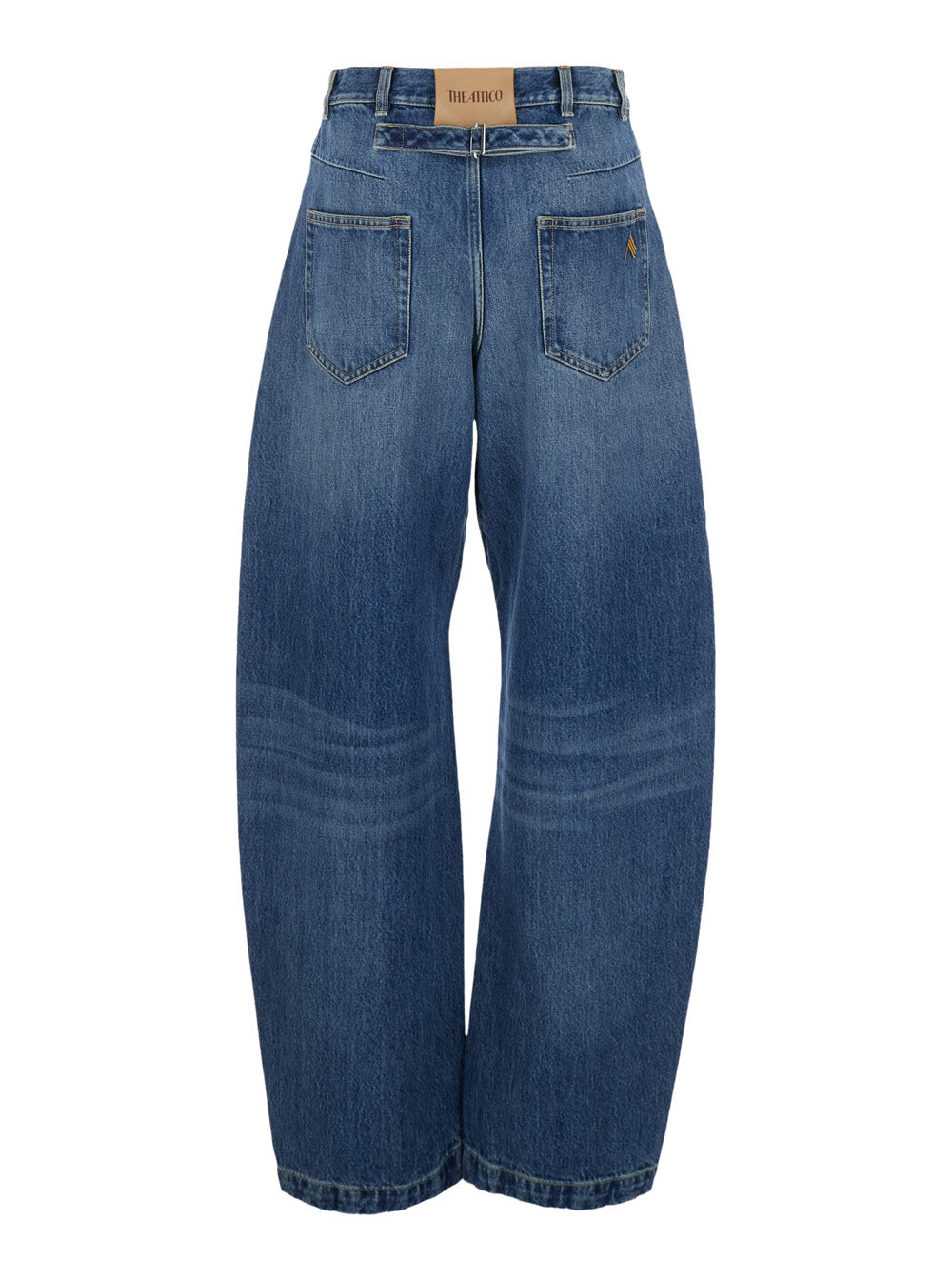 The Attico Women Blue Jeans With Logo Patch On The Back And Faded Design In Denim For Women