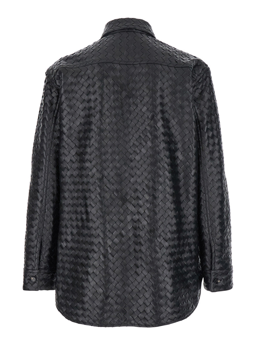 Bottega Veneta Men Oversized Woven Leather Jacket Black Men BOTTEGA VENETA