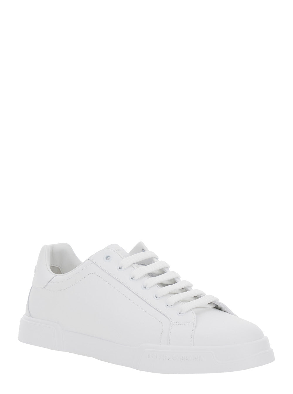 Dolce & Gabbana Men Sneaker 'Portofino Light' With Logo Patch On The Tongue And Tone-On-Tone Lettering Logo On The Heel In White Leather Men DOLCE & GABBANA