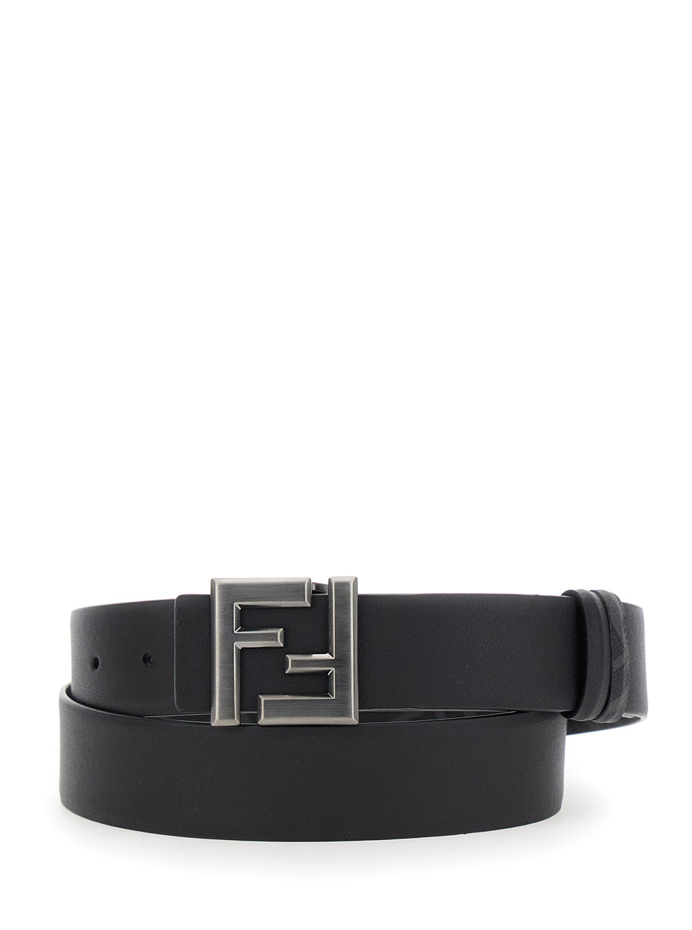 Fendi Men Reversible Belt With Ff Buckle In Black Leather For Men FENDI