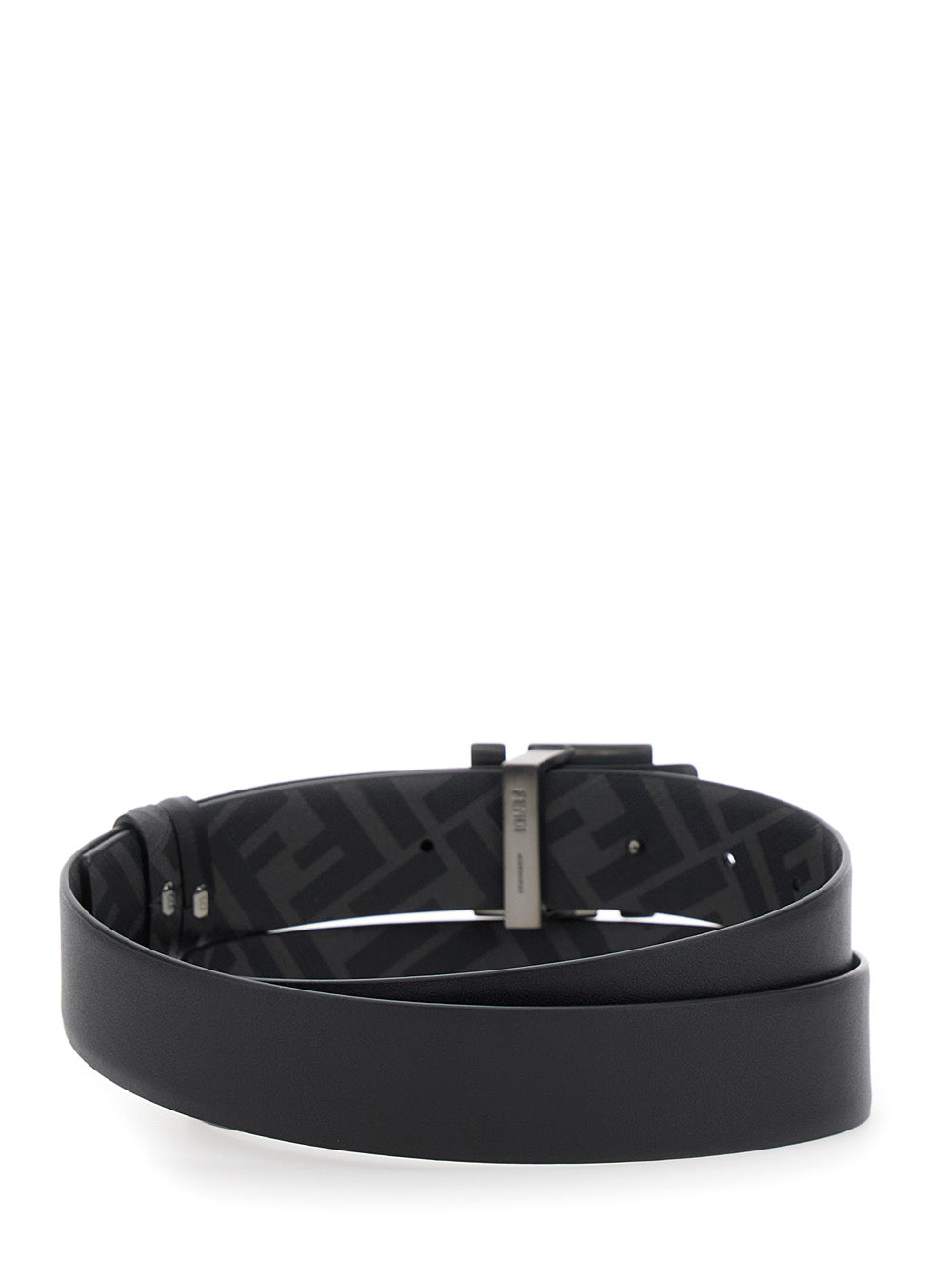 Fendi Men Reversible Belt With Ff Buckle In Black Leather For Men FENDI