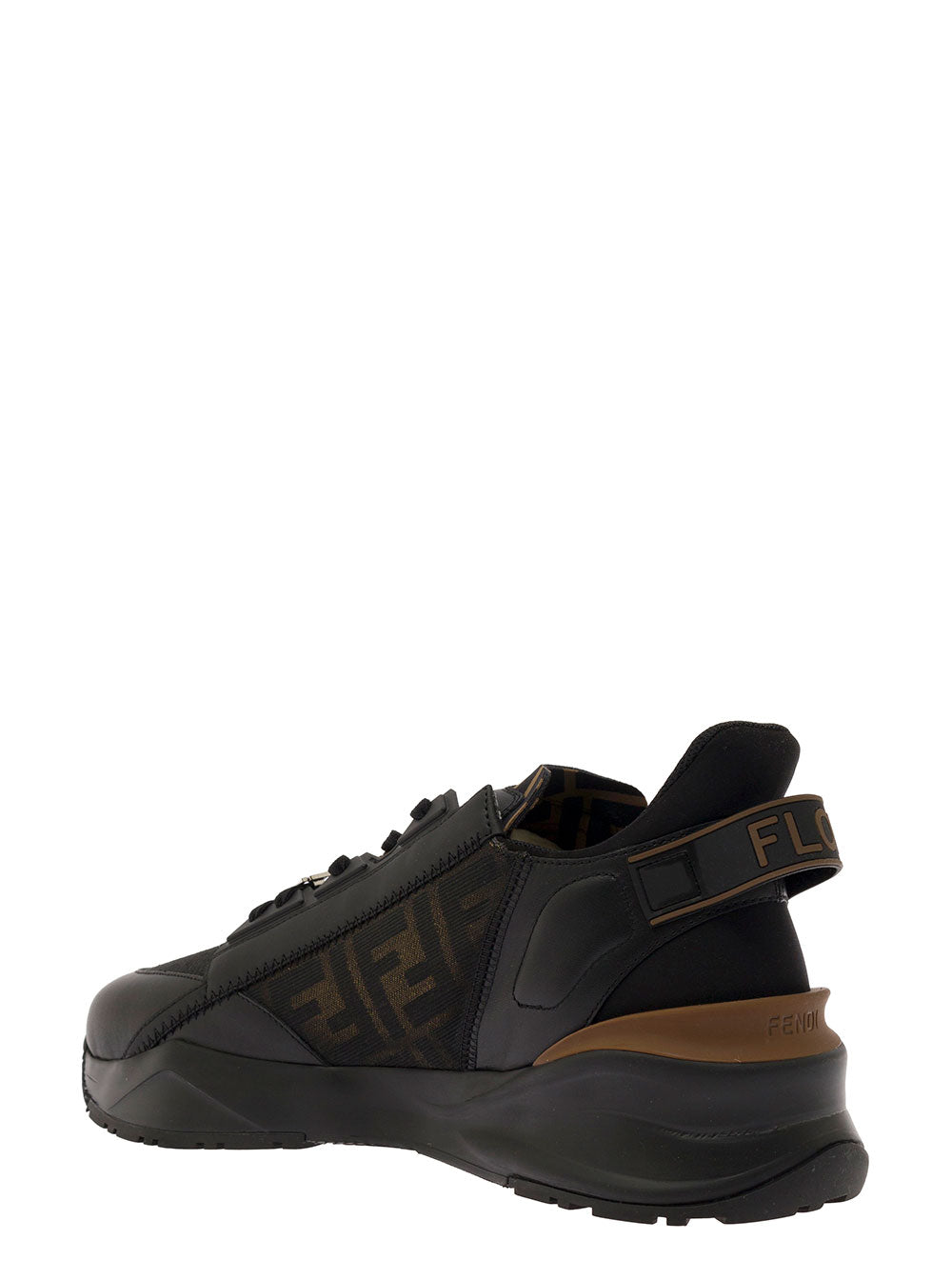 Fendi Men Low Sneakers 'Fendi Flow' With Diagonal F Detail In Black Fabric Men FENDI