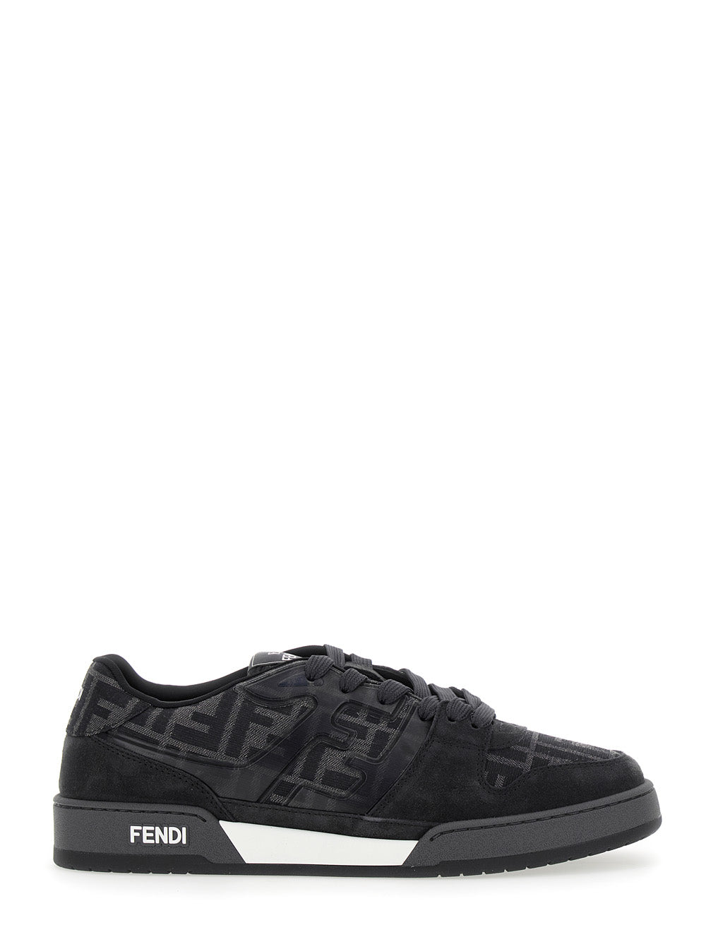 Fendi Men Sneakers 'Match' With Logo Patch On The Tongue And Ff Motif All-Over In Grey Leather For Men FENDI