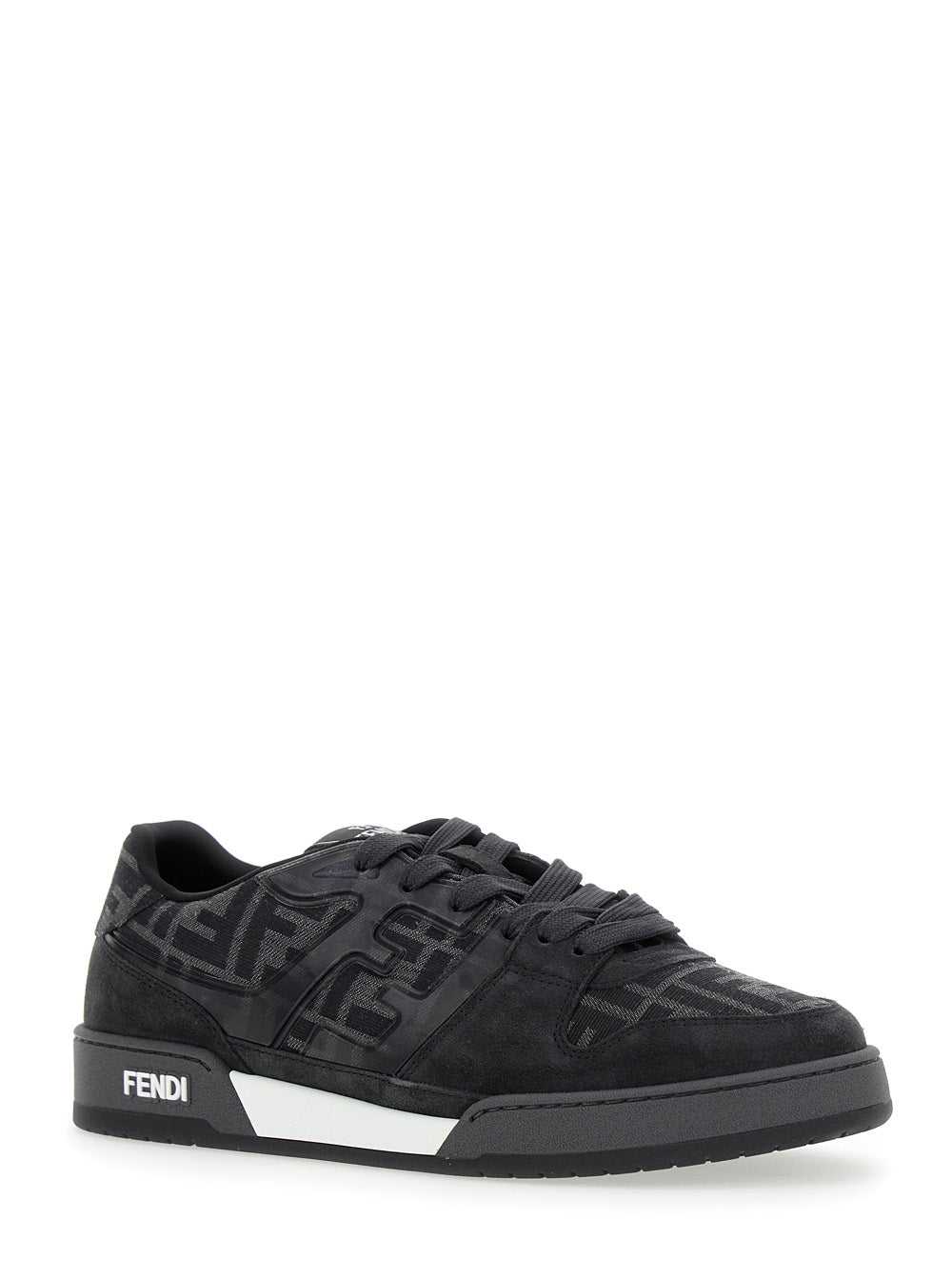 Fendi Men Sneakers 'Match' With Logo Patch On The Tongue And Ff Motif All-Over In Grey Leather For Men FENDI