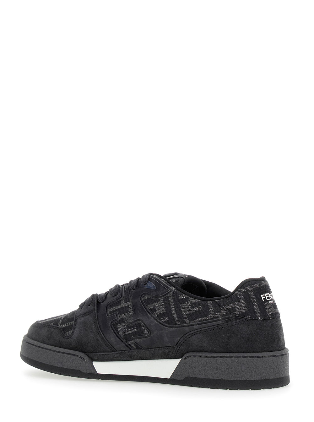 Fendi Men Sneakers 'Match' With Logo Patch On The Tongue And Ff Motif All-Over In Grey Leather For Men FENDI