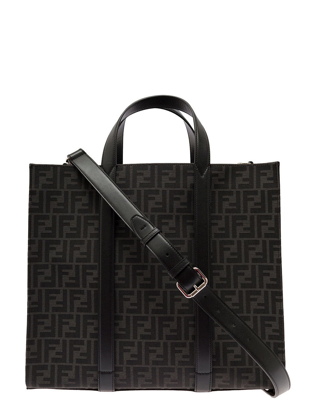 Fendi Men Shopper In Tech Fabric Jacquard Ff Fendi Man