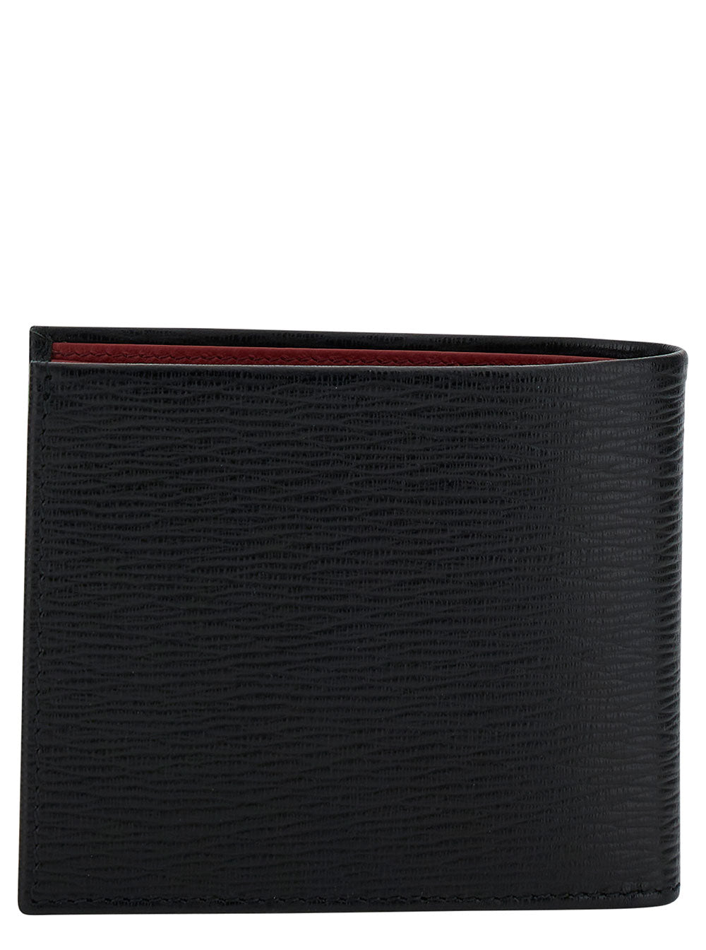 Ferragamo Men Wallet 'Revival' Gancini With Double Hook In Grained Black Leather For Men FERRAGAMO