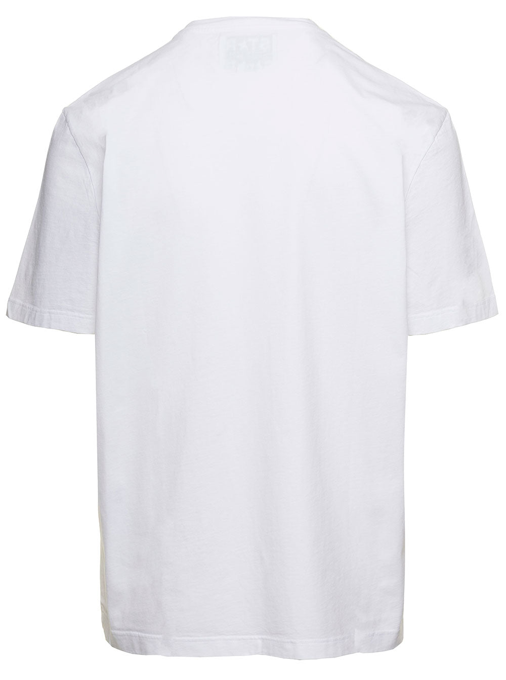 Golden Goose Men T-Shirt With Round Neck And One Star Logo Print On The Front In White Cotton For Men GOLDEN GOOSE