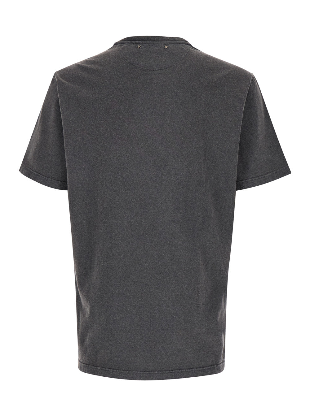 Golden Goose Men T-Shirt With Logo On The Front And Logo Patch On The Front In Gray Cotton For Men GOLDEN GOOSE