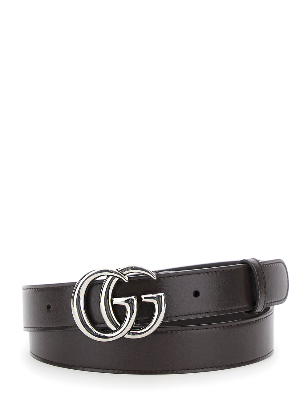 Gucci Men Belt With Gg Buckle In Brown Leather For Men GUCCI