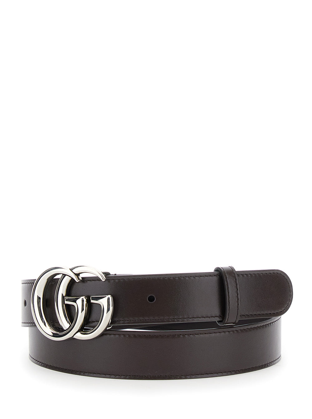 Gucci Men Belt With Gg Buckle In Brown Leather For Men GUCCI