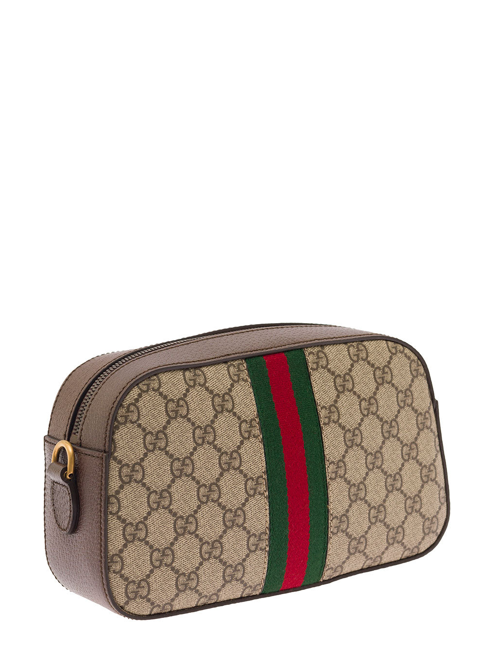 Gucci Men Crossbody Bag 'Ophidia Gg Piccola' With Web In Gg Canvas Beige And Ebony Men GUCCI