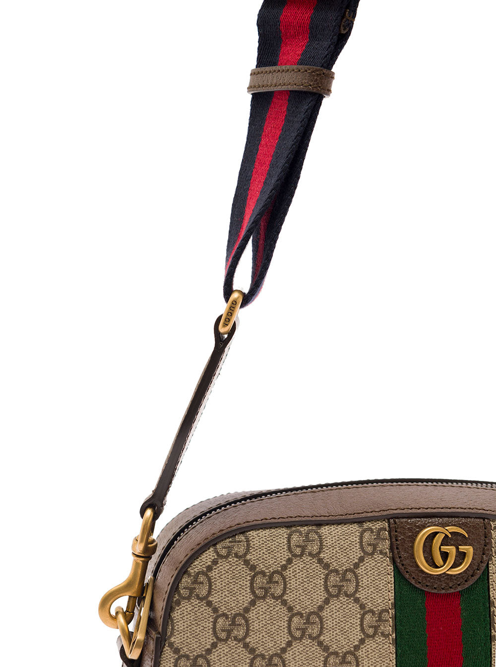 Gucci Men Crossbody Bag 'Ophidia Gg Piccola' With Web In Gg Canvas Beige And Ebony Men GUCCI